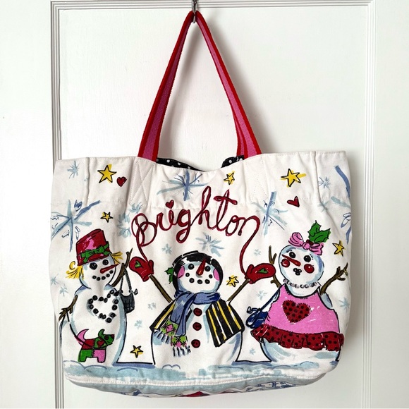 Brighton Snow Day Large Tote Snowman 100% Cotton Canvas “Happy Holidays” - Picture 6 of 7
